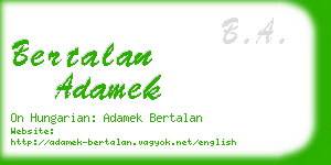bertalan adamek business card